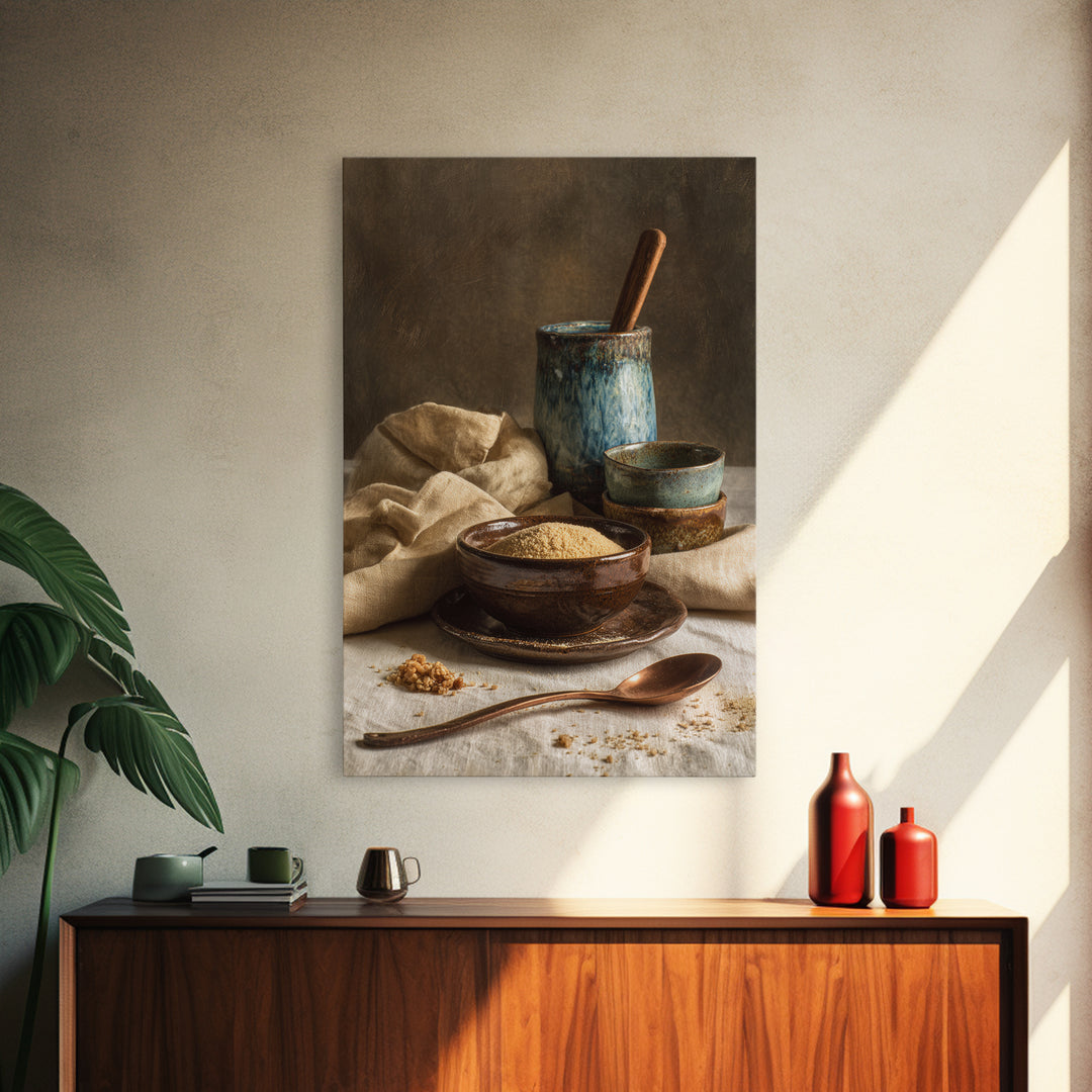Moody Dark Roast Still Life Framed Canvas Print, Coffee Shop Art, Dark Academia Decor, Cafe Decor, Cafe, Whimsical Art, CSA-2x3-88