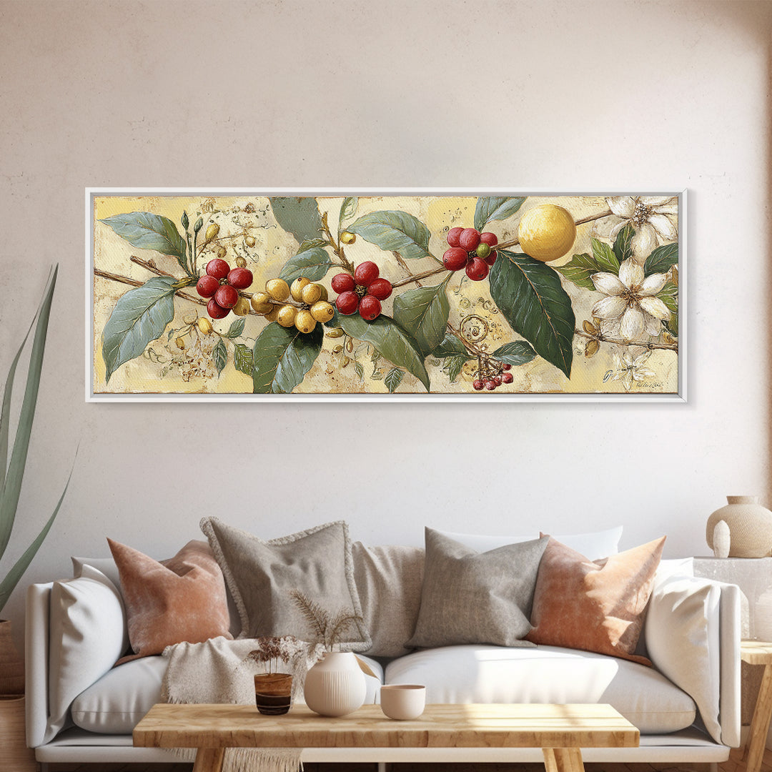 Coffee Farm Landscape Framed Canvas Print, Coffee Shop Art, Gallery Decor, Cafe Decor, Fine Art, Cafe, Wall Art, Home Decor, CSA-3x1-15