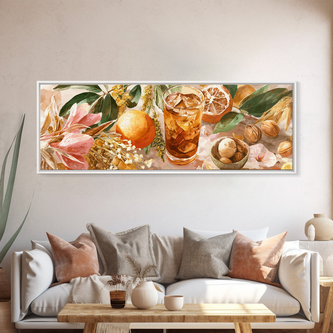 Iced Coffee Glass Framed Canvas Print, Coffee Shop Art, Canvas Wall Art, Cafe Decor, Fine Art, Cafe, Bedroom Wall Art, CSA-3x1-51