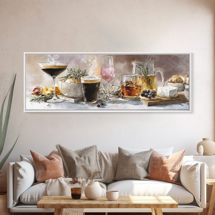 Espresso Martini Coffee Cocktail Still Life Framed Canvas Print, Coffee Shop Art, Food Art, Cafe Decor, Fine Art, Cafe, CSA-3x1-57