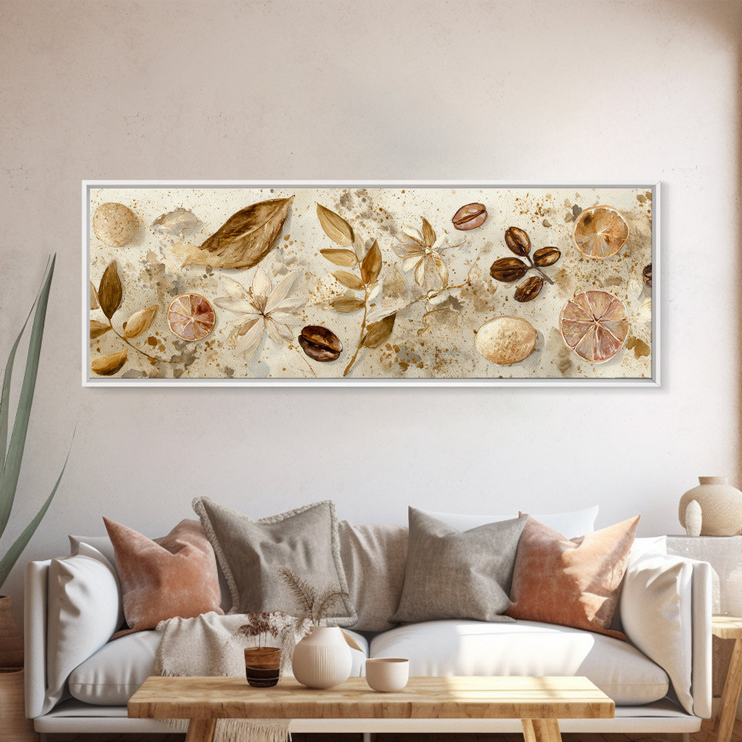 Coffee Bean Pattern Framed Canvas Print, Coffee Shop Art, Statement Artwork, Cafe Decor, Fine Art, Cafe, Art Print, Printable, CSA-3x1-7