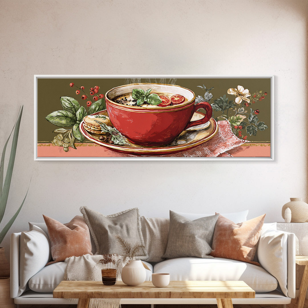 Retro Cafe Poster Coffee Cup Graphic Canvas Print, Coffee Shop Art, Farmhouse Decor, Cafe Decor, Fine Art, Cafe, Moody Wall Art, CSA-3x1-71