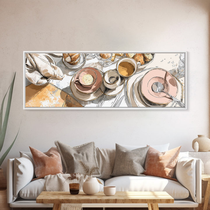 Minimal Line Art of a Cup and Framed Canvas Print, Coffee Shop Art, Dopamine Decor, Cafe Decor, Fine Art, Cafe, Coffee Wall Art, CSA-3x1-82