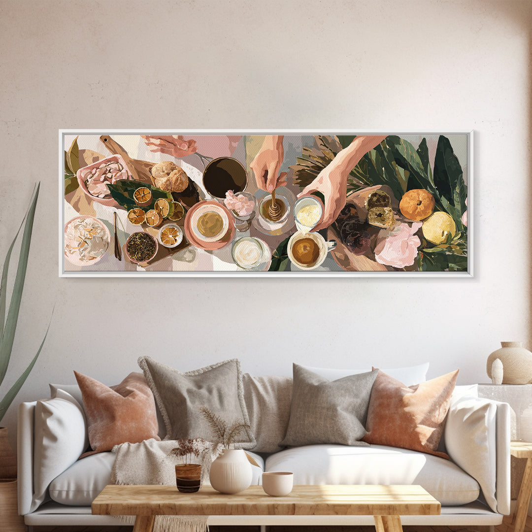 Barista Hands Pouring Milk into Espresso Canvas Print, Coffee Shop Art, Whimsical Art, Cafe Decor, Oil Painting, Cafe, CSA-3x1-85
