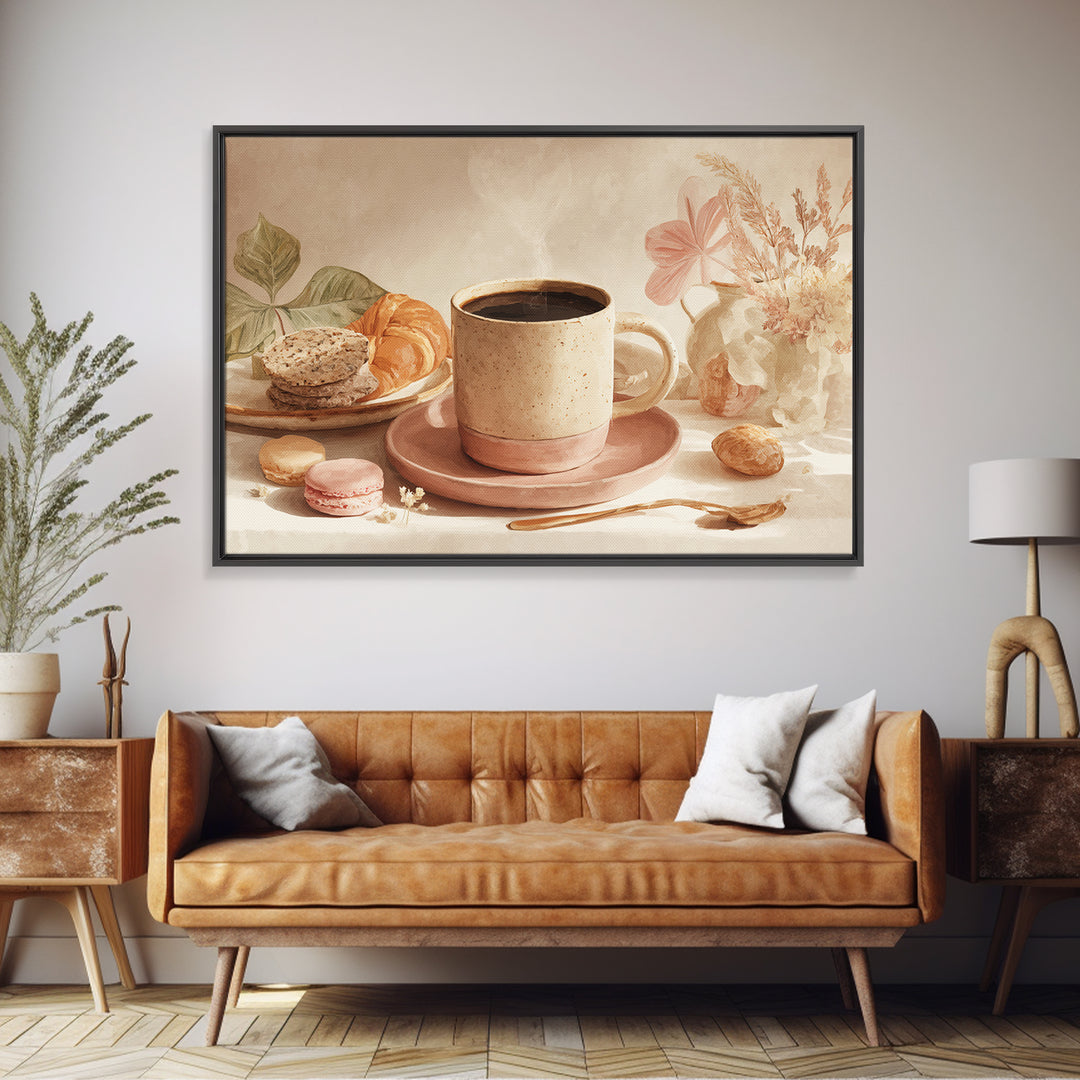 Retro Cafe Poster Coffee Cup Graphic Canvas Print, Coffee Shop Art, Modern Decor, Cafe Decor, Fine Art, Cafe, Wall Decor, CSA-3x2-11