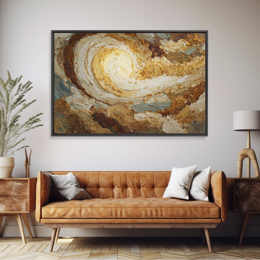 Abstract Brown and Cream Coffee Swirl Framed Canvas Print, Coffee Shop Art, Gothic Wall Art, Cafe Decor, Abstract Art, Cafe, CSA-3x2-13