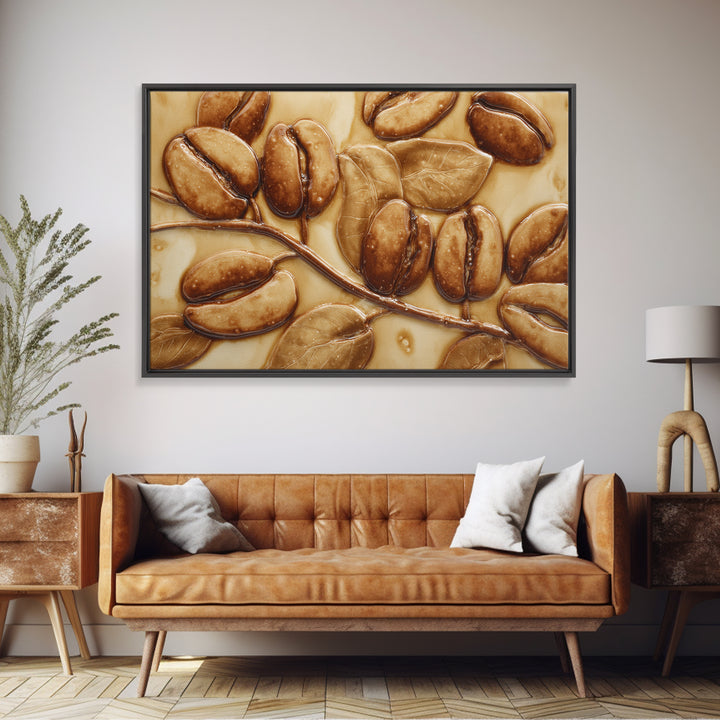 Coffee Bean Pattern Framed Canvas Print, Coffee Shop Art, Statement Artwork, Cafe Decor, Fine Art, Cafe, Art Print, Printable, CSA-3x2-19