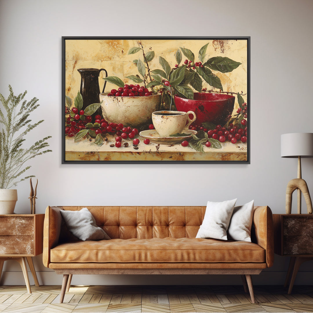 Coffee Farm Landscape Framed Canvas Print, Coffee Shop Art, Gallery Decor, Cafe Decor, Fine Art, Cafe, Wall Art, Home Decor, CSA-3x2-27