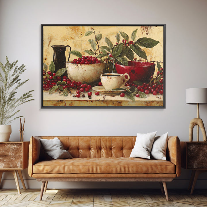 Coffee Farm Landscape Framed Canvas Print, Coffee Shop Art, Gallery Decor, Cafe Decor, Fine Art, Cafe, Wall Art, Home Decor, CSA-3x2-27