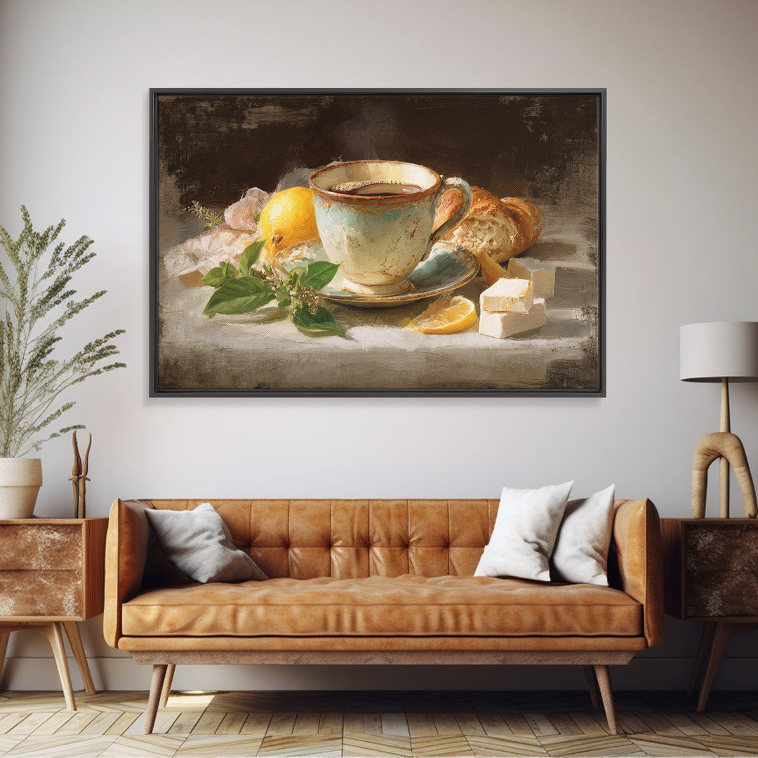 Retro Cafe Poster Coffee Cup Graphic Framed Canvas Print, Coffee Shop Art, Room Decor, Cafe Decor, Cafe, Canvas Wall Art, CSA-3x2-35