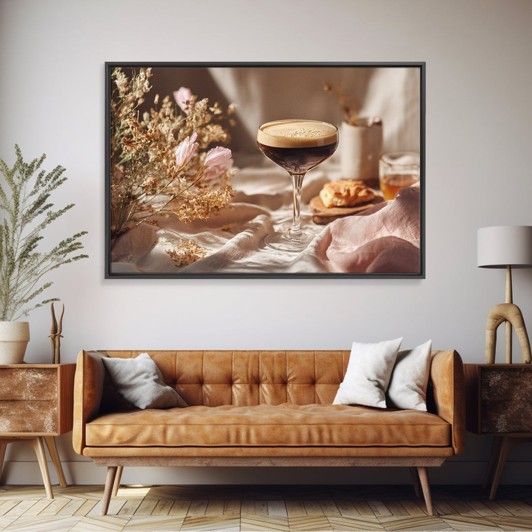 Espresso Martini Coffee Cocktail Still Life Framed Canvas Print, Coffee Shop Art, Gallery Decor, Cafe Decor, Fine Art, Cafe, CSA-3x2-45