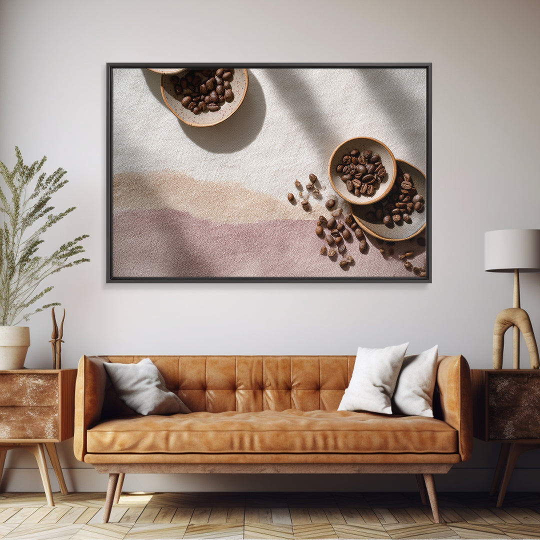 Roasted Beans Falling Through Dark Space Canvas Print, Coffee Shop Art, Gallery Decor, Cafe Decor, Fine Art, Cafe, Wall Art, CSA-3x2-48