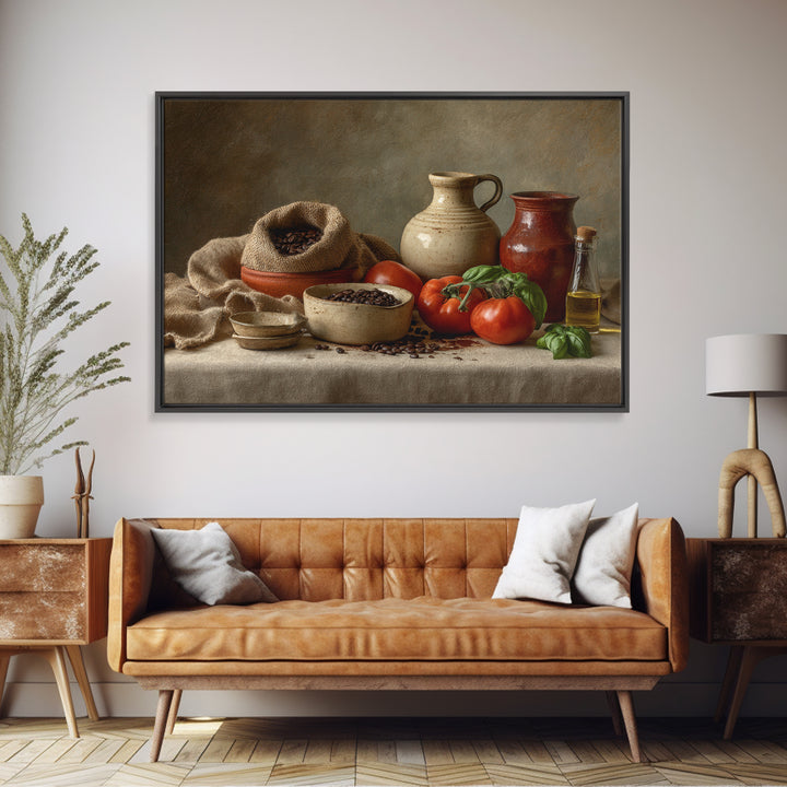 Coffee Beans and Burlap Sack Still Life Framed Canvas Print, Coffee Shop Art, Dark Academia Decor, Cafe Decor, Fine Art, Cafe, CSA-3x2-6