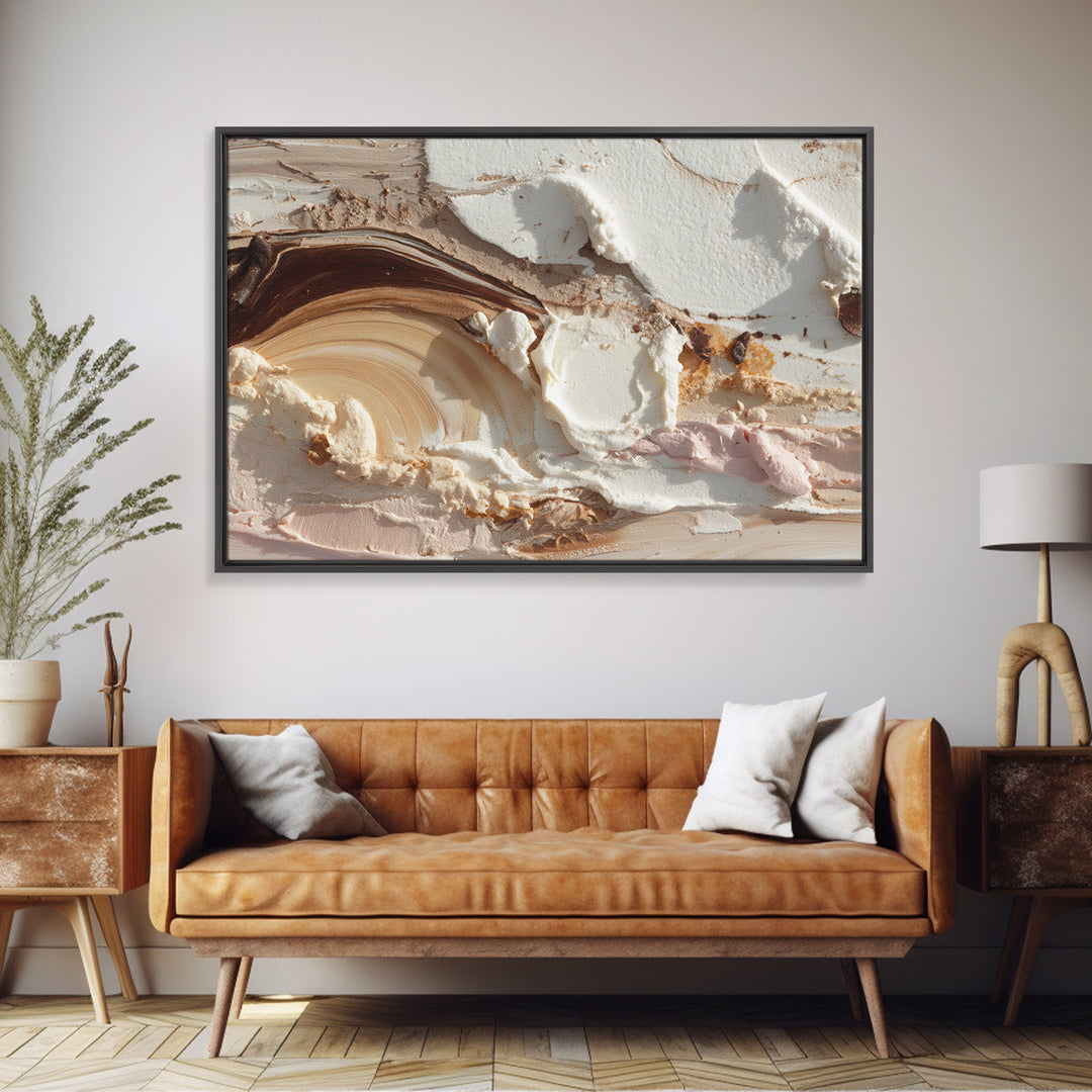 Abstract Brown and Cream Coffee Swirl Canvas Print, Coffee Shop Art, Whimsical Art, Cafe Decor, Abstract Art, Cafe, CSA-3x2-61