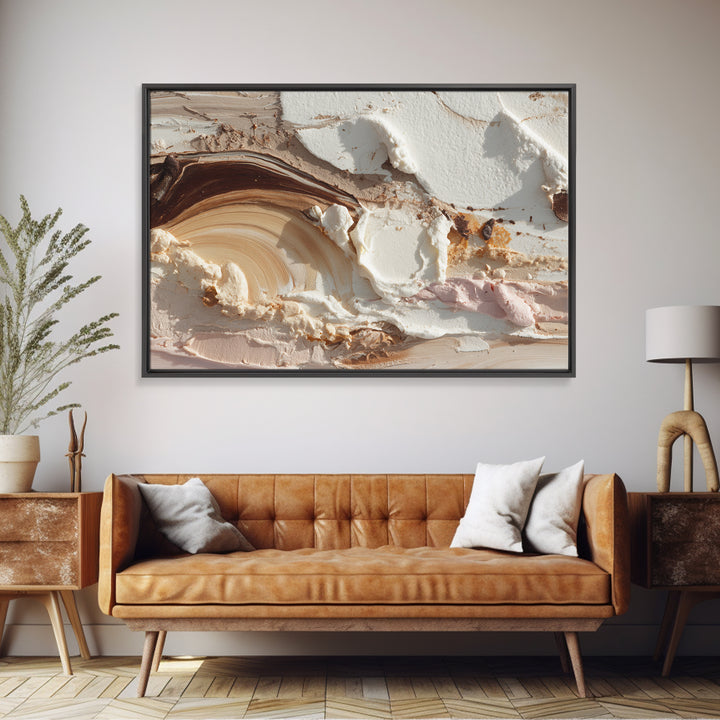 Abstract Brown and Cream Coffee Swirl Canvas Print, Coffee Shop Art, Whimsical Art, Cafe Decor, Abstract Art, Cafe, CSA-3x2-61