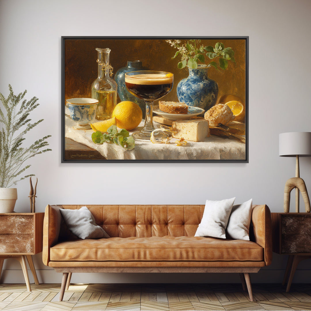 Espresso Martini Coffee Cocktail Still Life Framed Canvas Print, Coffee Shop Art, Gallery Decor, Cafe Decor, Fine Art, Cafe, CSA-3x2-69