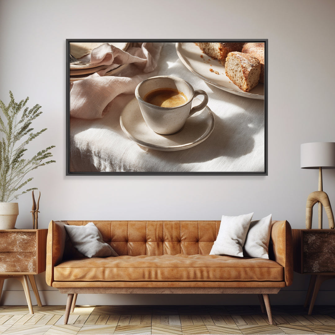 Minimal Line Art of a Cup and Framed Canvas Print, Coffee Shop Art, Bedroom Wall Art, Cafe Decor, Abstract Art, Cafe, CSA-3x2-70