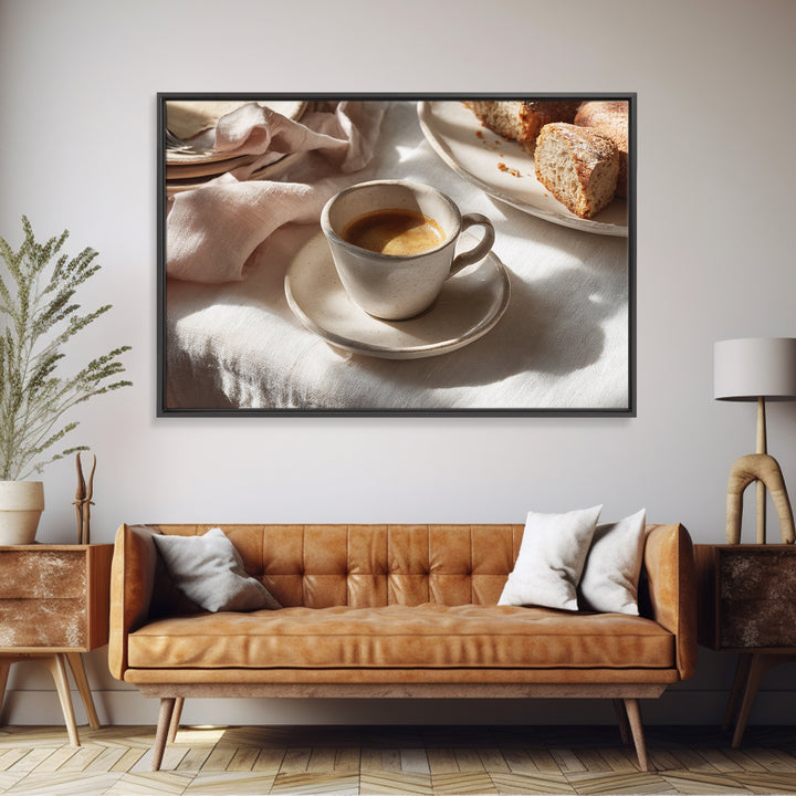 Minimal Line Art of a Cup and Framed Canvas Print, Coffee Shop Art, Bedroom Wall Art, Cafe Decor, Abstract Art, Cafe, CSA-3x2-70
