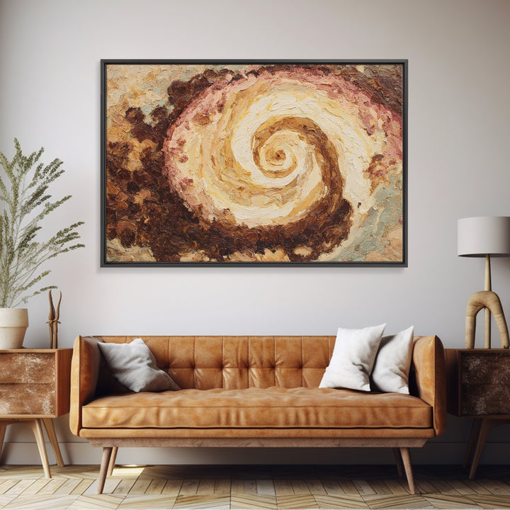 Abstract Brown and Cream Coffee Swirl Framed Canvas Print, Coffee Shop Art, Statement Artwork, Cafe Decor, Abstract Art, Cafe, CSA-3x2-85