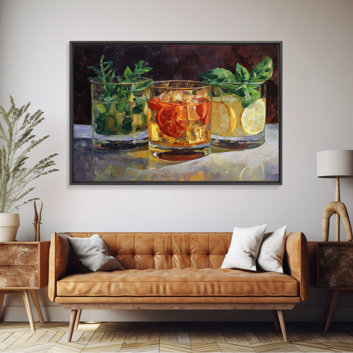 Iced Coffee Glass Framed Canvas Print, Coffee Shop Art, Wall Decor, Cafe Decor, Fine Art, Cafe, Kitchen Gift, Living Room Decor, CSA-3x2-87