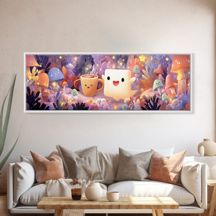 The Marshmallow Ghost, Whimsical Halloween Art, Extra Wide Wall Art, Canvas Print, Halloween Kids Decor, Whimsical Wall Art, Halloween Decor
