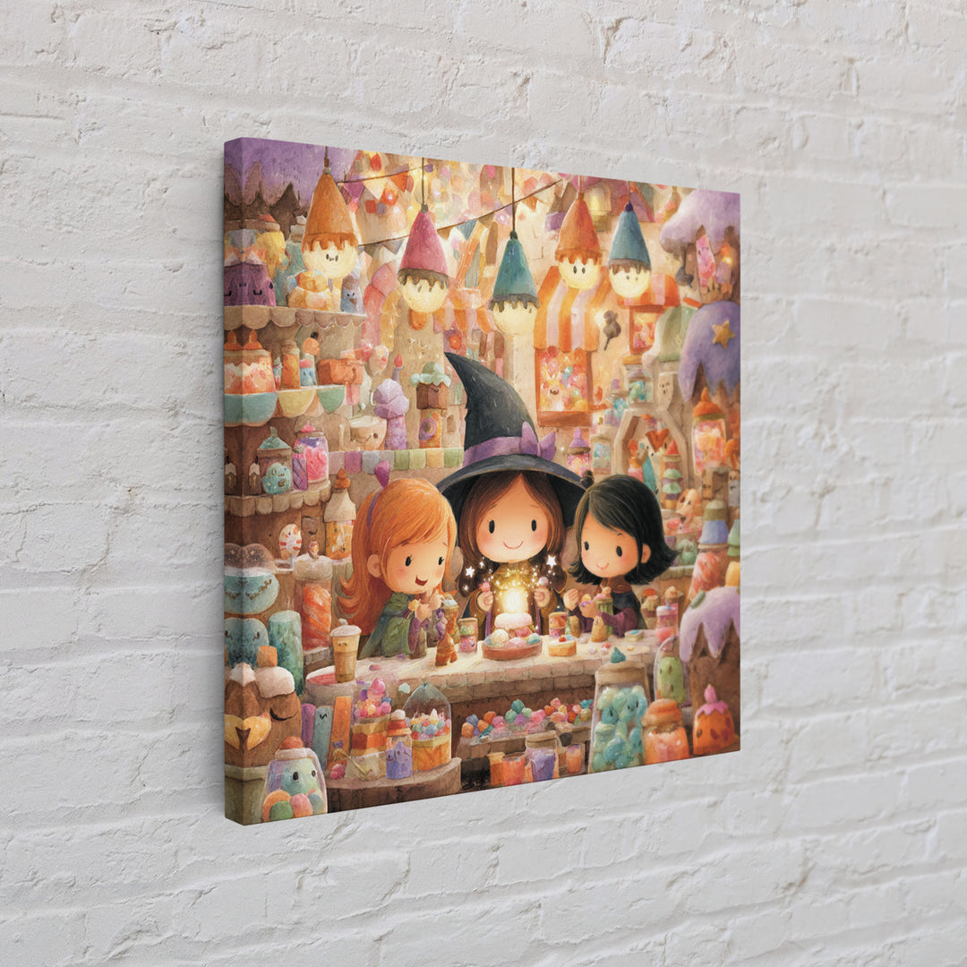 The Little Star Witch, Kids Halloween Decor, Square Wall Art, Canvas Print, Halloween Kids Decor, Whimsical Wall Art, Spooky Wall Decor