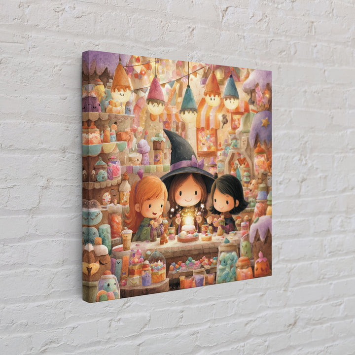 The Little Star Witch, Kids Halloween Decor, Square Wall Art, Canvas Print, Halloween Kids Decor, Whimsical Wall Art, Spooky Wall Decor