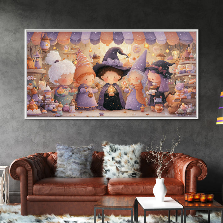 The Little Star Witch, Kids Halloween Decor, Wide Panoramic Art, Canvas Print, Halloween Kids Decor, Whimsical Wall Art, Horror Wall Art