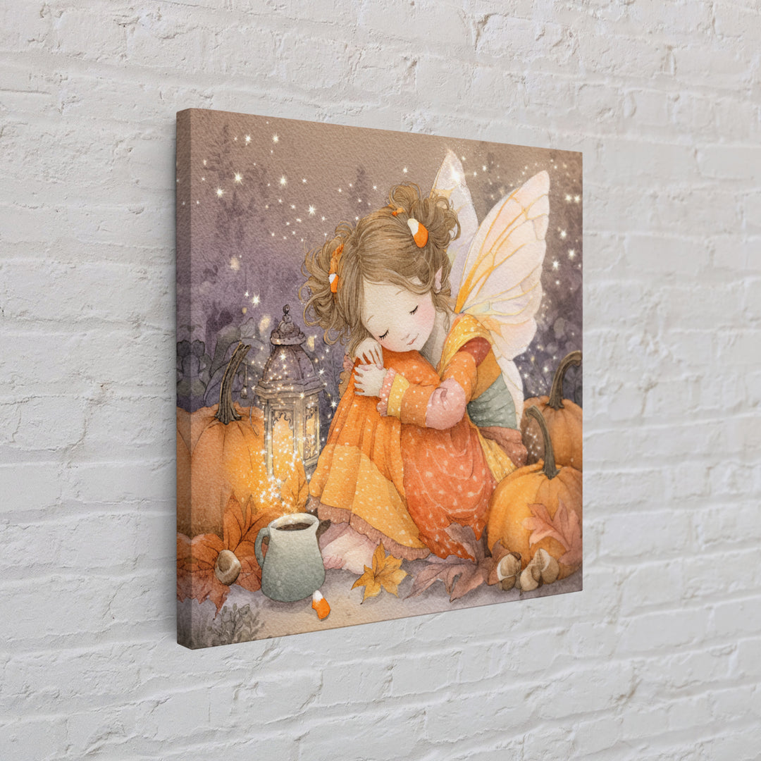 The Candy Corn Fairy, Kids Halloween Decor, Square Wall Art, Framed Canvas Print, Halloween Kids Decor, Whimsical Wall Art