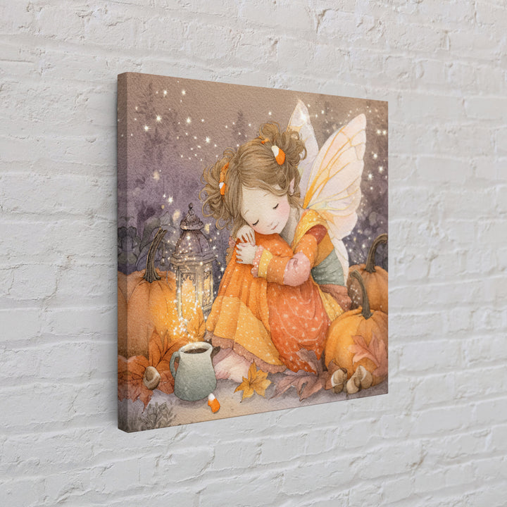 The Candy Corn Fairy, Kids Halloween Decor, Square Wall Art, Framed Canvas Print, Halloween Kids Decor, Whimsical Wall Art