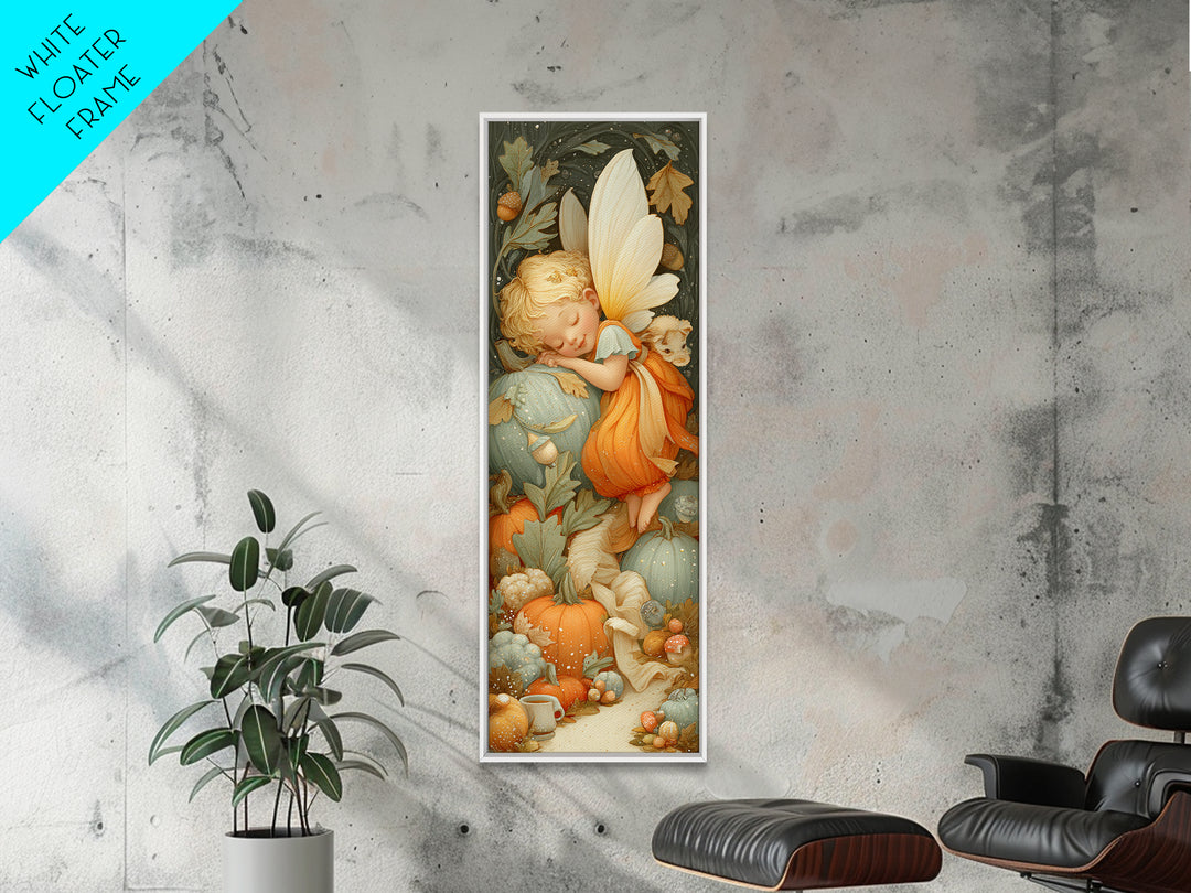 The Candy Corn Fairy, Whimsical Halloween Art, Tall Narrow Wall Art, Canvas Print, Halloween Kids Decor, Whimsical Wall Art