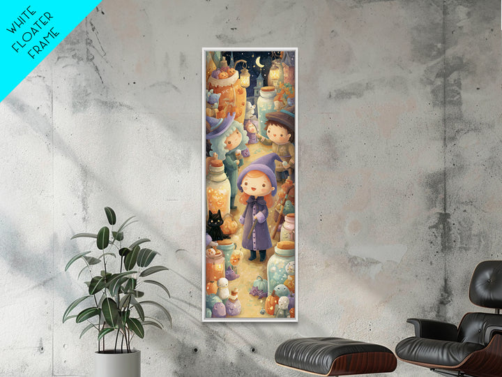 The Moonbeam Wizard, Kids Halloween Decor, Tall Narrow Wall Art, Canvas Print, Halloween Kids Decor, Whimsical Wall Art, Seasonal Home Decor
