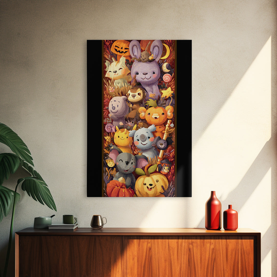 The Costume-Changing Wand, Plush Halloween Art, Vertical Wall Art, Canvas Print, Cute Halloween Wall Art