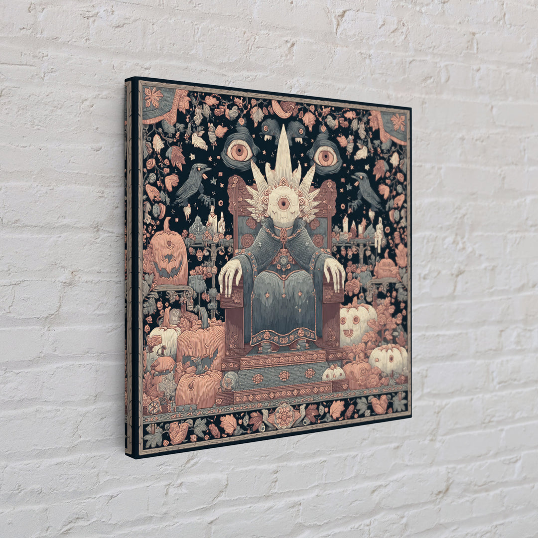 The Dreaming Priest Of The Outer Gate, Embroidered Halloween Art, Square Wall Art, Canvas Print, Cute Halloween Wall Art
