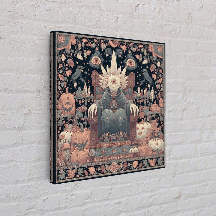The Dreaming Priest Of The Outer Gate, Embroidered Halloween Art, Square Wall Art, Canvas Print, Cute Halloween Wall Art