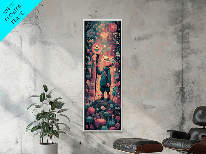 The Star-Seer Of Black Dunwich, Vaporwave Halloween Art, Tall Narrow Wall Art, Framed Canvas Print, Cute Halloween Wall Art