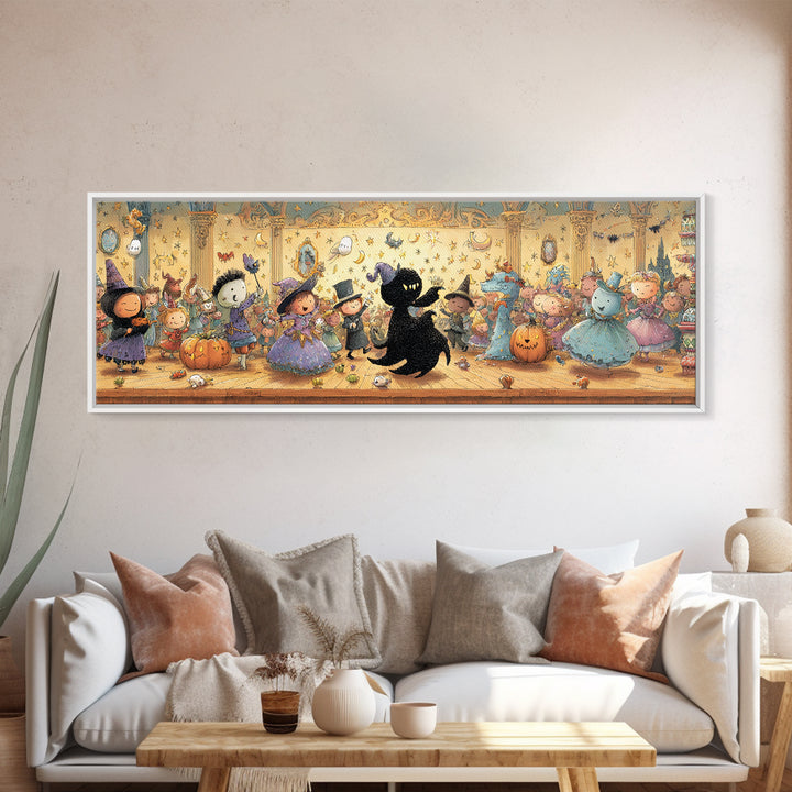 The Ballroom Of Silent Shoggoths, Embroidered Halloween Art, Extra Wide Wall Art, Canvas Print, Cute Halloween Wall Art