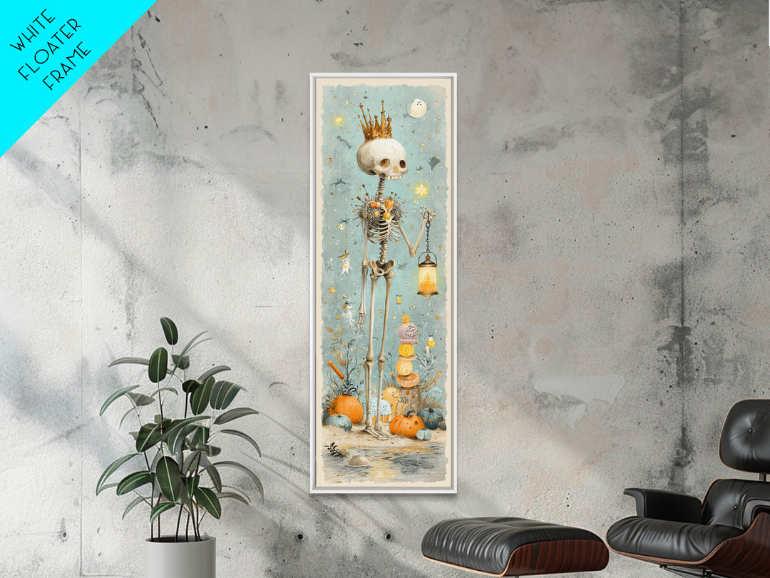 The Salt King Of The Black Shore, Watercolor Halloween Art, Tall Narrow Wall Art, Framed Canvas Print, Cute Halloween Wall Art