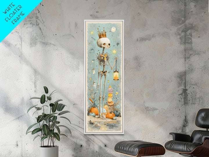 The Salt King Of The Black Shore, Watercolor Halloween Art, Tall Narrow Wall Art, Framed Canvas Print, Cute Halloween Wall Art