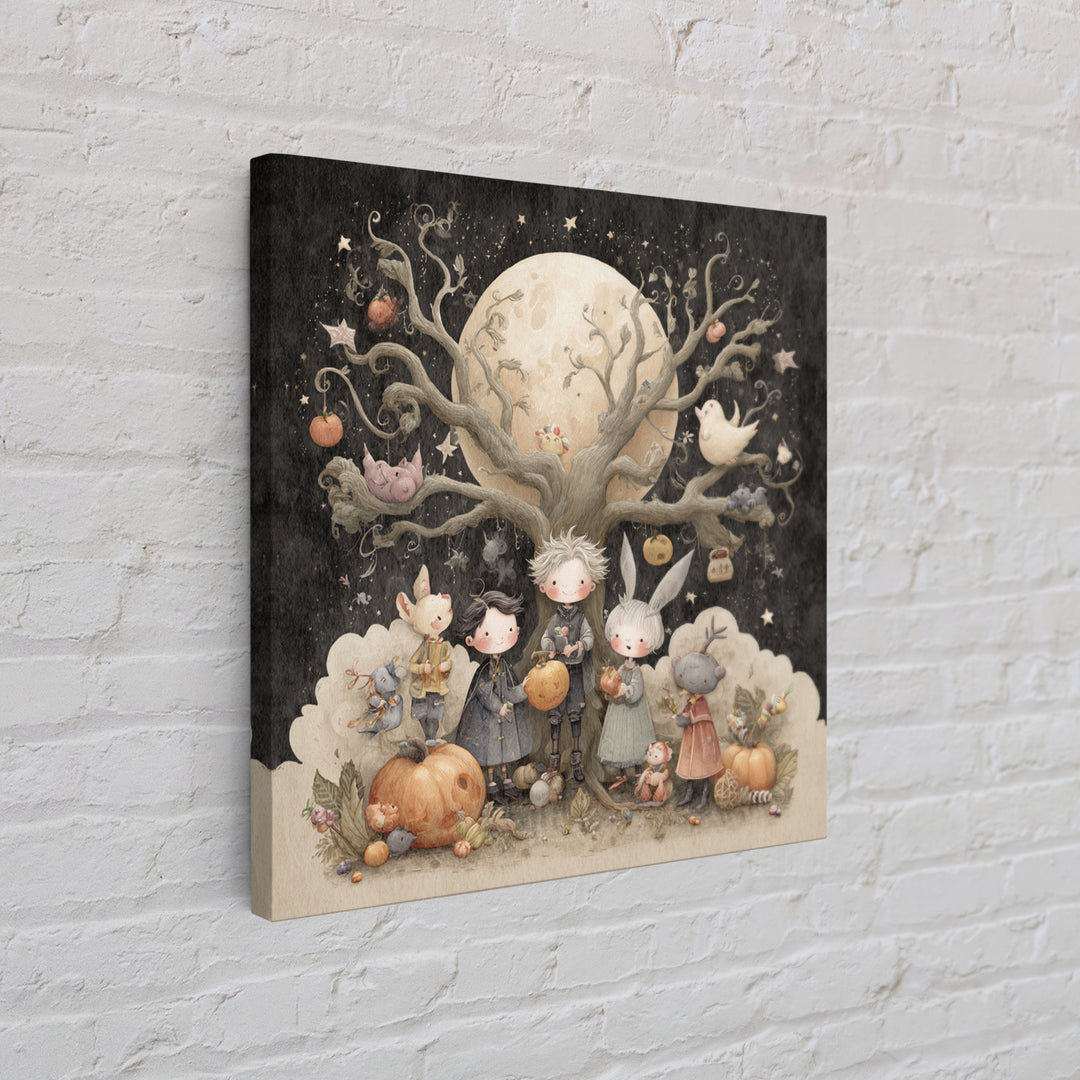 The Children Of The Star Orchard, Pastel Halloween Art, Square Wall Art, Canvas Print, Cute Halloween Wall Art