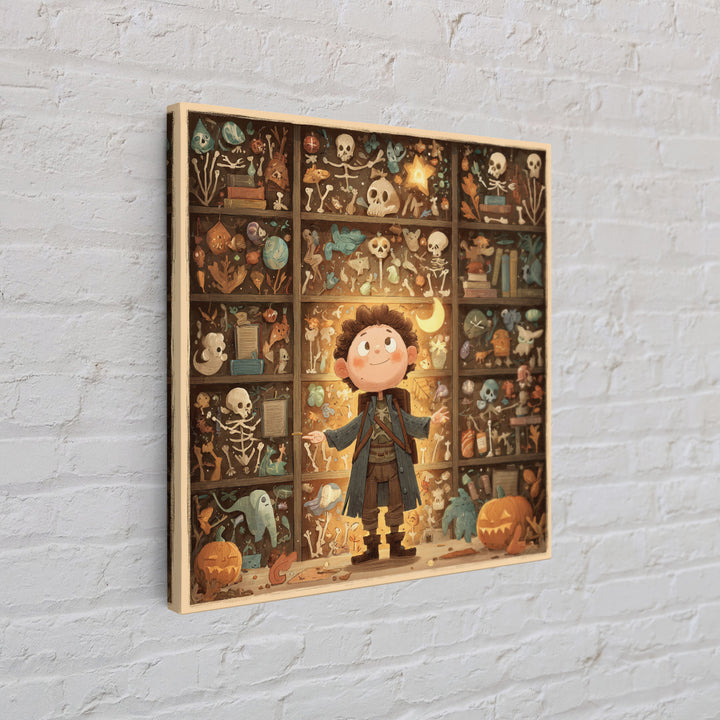 The Archivist Of Dreaming Bones, Retro Halloween Art, Square Wall Art, Canvas Print, Cute Halloween Wall Art
