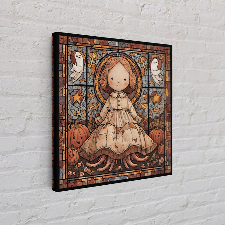 The Doll From Beyond The Void, Stained Glass Halloween, Square Wall Art, Canvas Print, Cute Halloween Wall Art