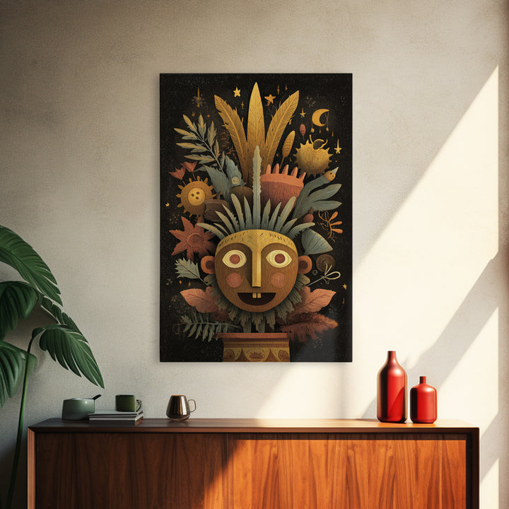 The Mask Of The Crawling God, Gouache Halloween Art, Vertical Wall Art, Canvas Print, Cute Halloween Wall Art