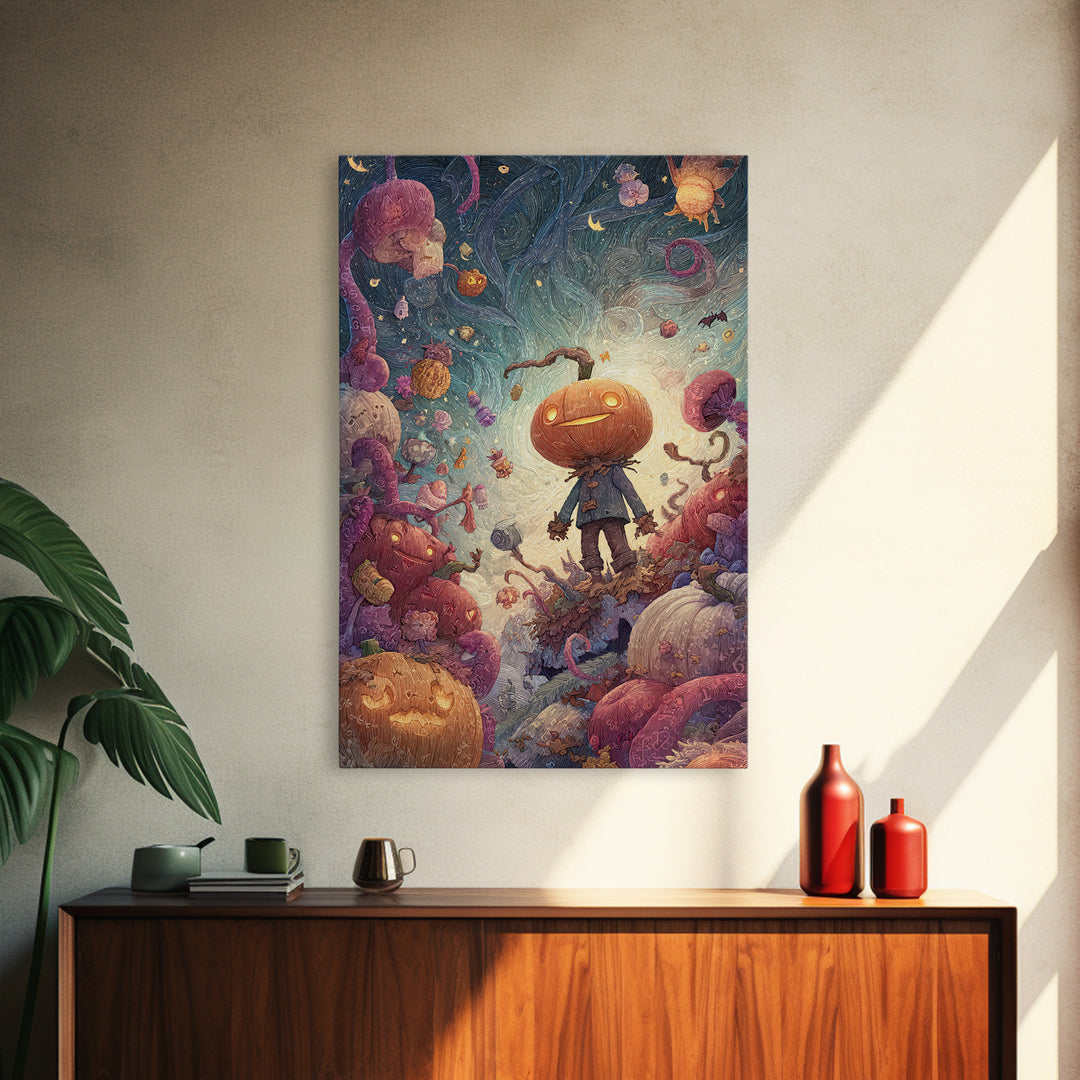 The Harvest Of The Eldritch Field, Plush Halloween Art, Vertical Wall Art, Canvas Print, Cute Halloween Wall Art
