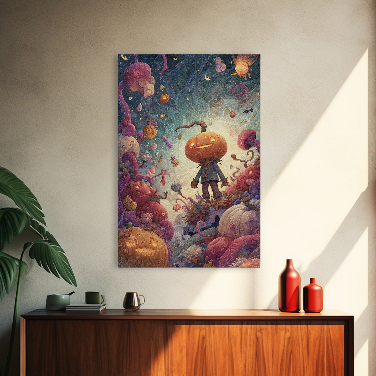 The Harvest Of The Eldritch Field, Plush Halloween Art, Vertical Wall Art, Canvas Print, Cute Halloween Wall Art