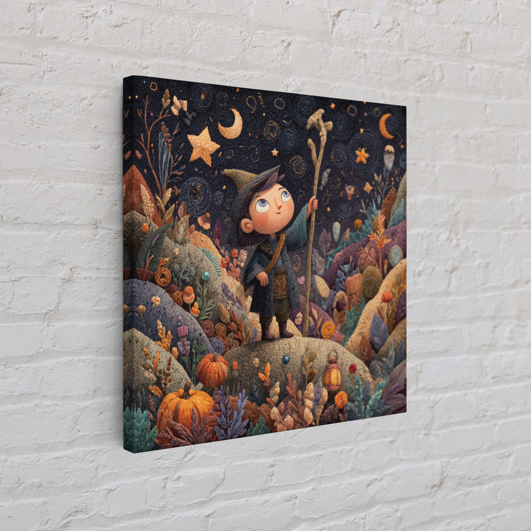 The Star-Seer Of Black Dunwich, Embroidered Halloween Art, Square Wall Art, Canvas Print, Cute Halloween Wall Art
