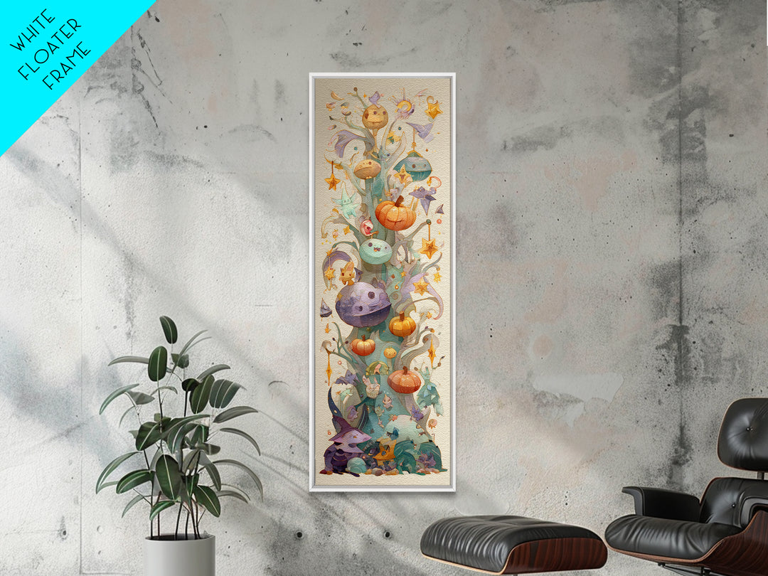 The Children Of The Star Orchard, Watercolor Halloween Art, Tall Narrow Wall Art, Framed Canvas Print, Cute Halloween Wall Art