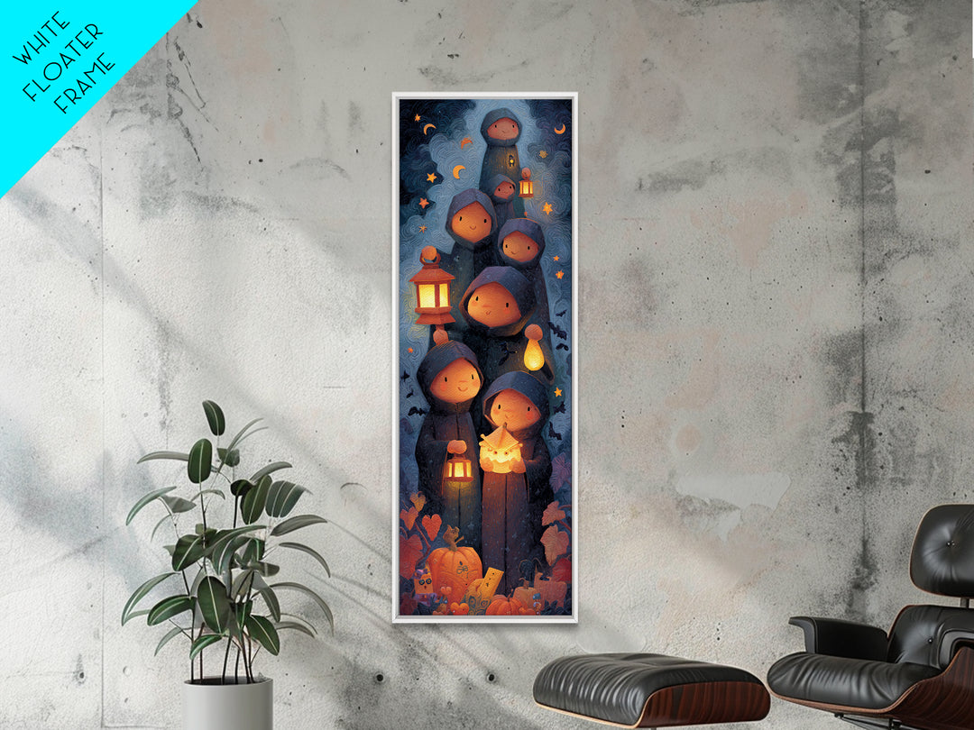 The Innsmouth Lantern Procession, Clay Halloween Art, Tall Narrow Wall Art, Framed Canvas Print, Cute Halloween Wall Art