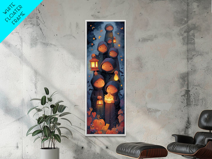 The Innsmouth Lantern Procession, Clay Halloween Art, Tall Narrow Wall Art, Framed Canvas Print, Cute Halloween Wall Art