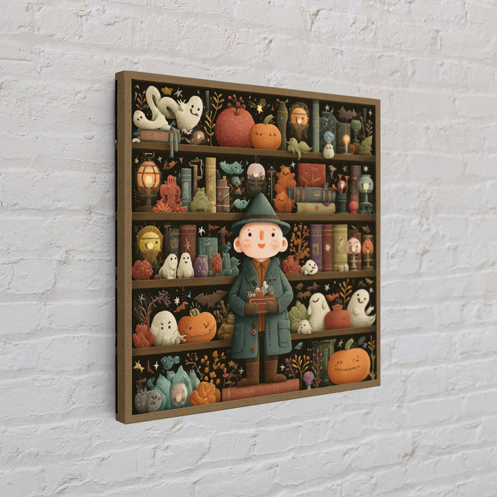 The Archivist Of Dreaming Bones, Embroidered Halloween Art, Square Wall Art, Canvas Print, Cute Halloween Wall Art